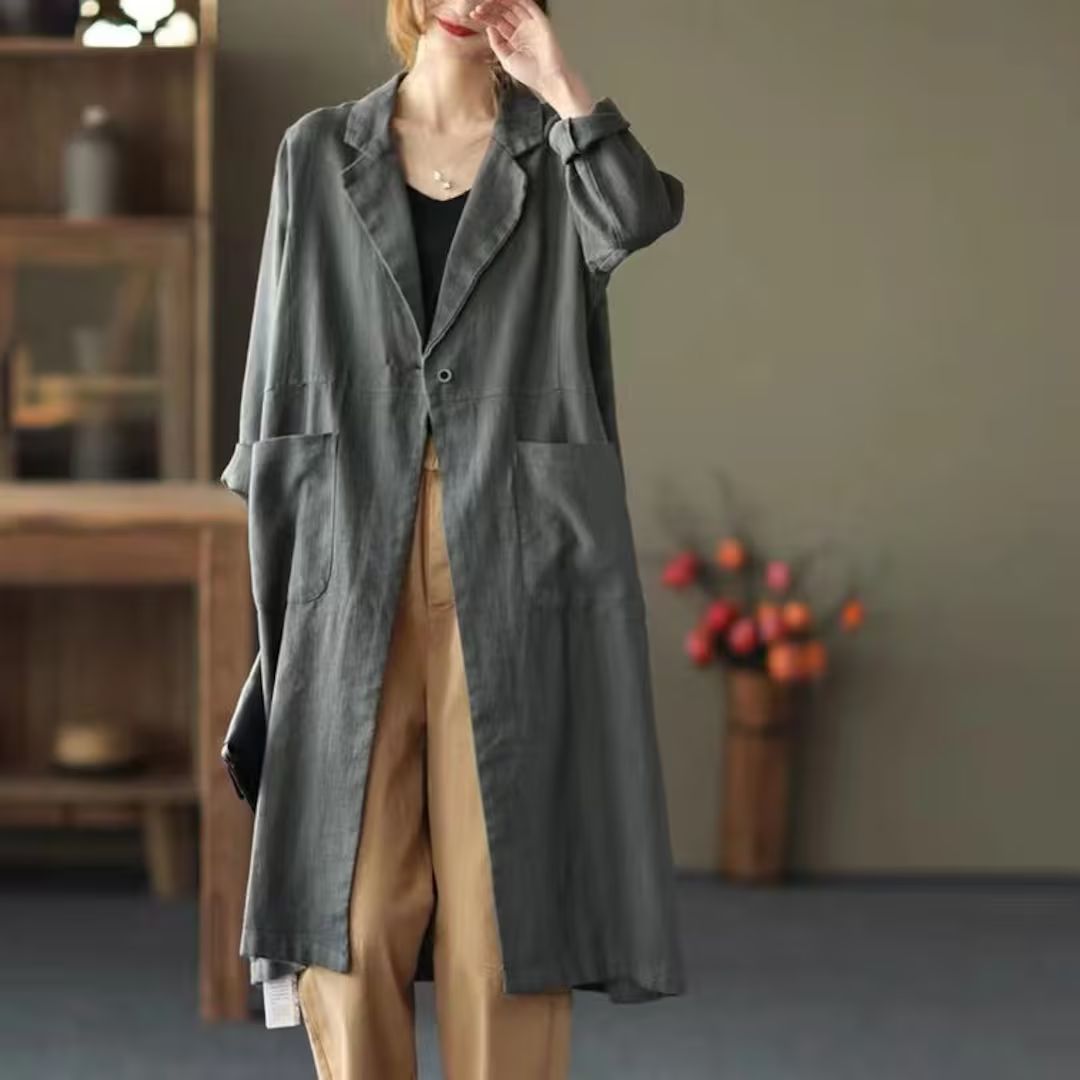 100% Linen Coat Burgundy Long Linen Duster Washed Linen Cardigan Linen Kimono Long Sleeves Jacket... | Etsy (US)