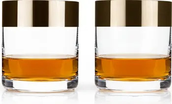 Irving Crystal Tumblers with Bronze Rim Set of 2 | Nordstrom