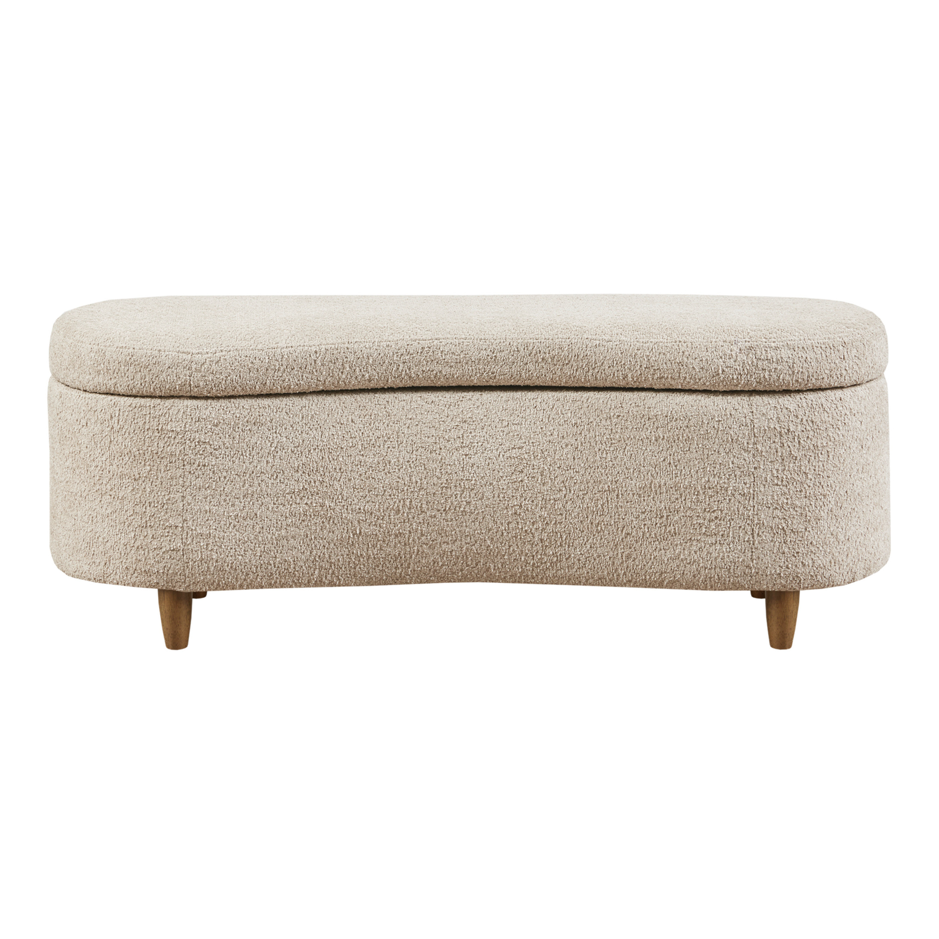 Belize Boucle Curved Upholstered Storage Bench | World Market