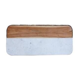 Oval 15.5 in. Mango Wood and Marble Cheese Board | The Home Depot