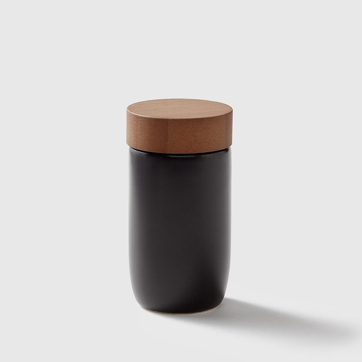 Marie Kondo Ink Black Ceramic Spice Jar with Bamboo Lid | The Container Store