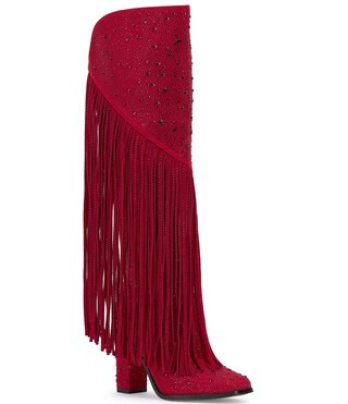 Asire2 Rhinestone Embellished Fringe Boots | Dillards