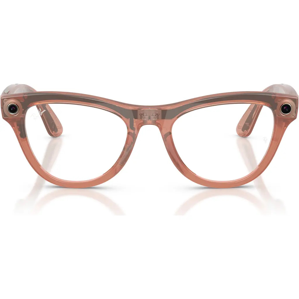 Ray-Ban Meta Skyler Gen 2 52mm Cat Eye AI Sunglasses in Shiny Peach/brown at Nordstrom | Nordstrom
