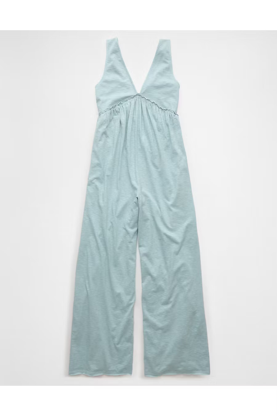 AE Sunchaser Knit V-Neck Jumpsuit Women's Light Blue XXS | American Eagle Outfitters (US & CA)