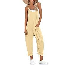 ATHMILE Women Jumpsuits Summer Casual Rompers Sleeveless Loose Vacation Baggy Overalls Jumpers wi... | Amazon (US)