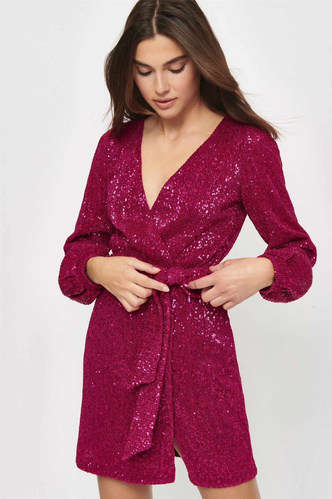 The Ruby Sequin Wrap Dress | Dynamite Clothing