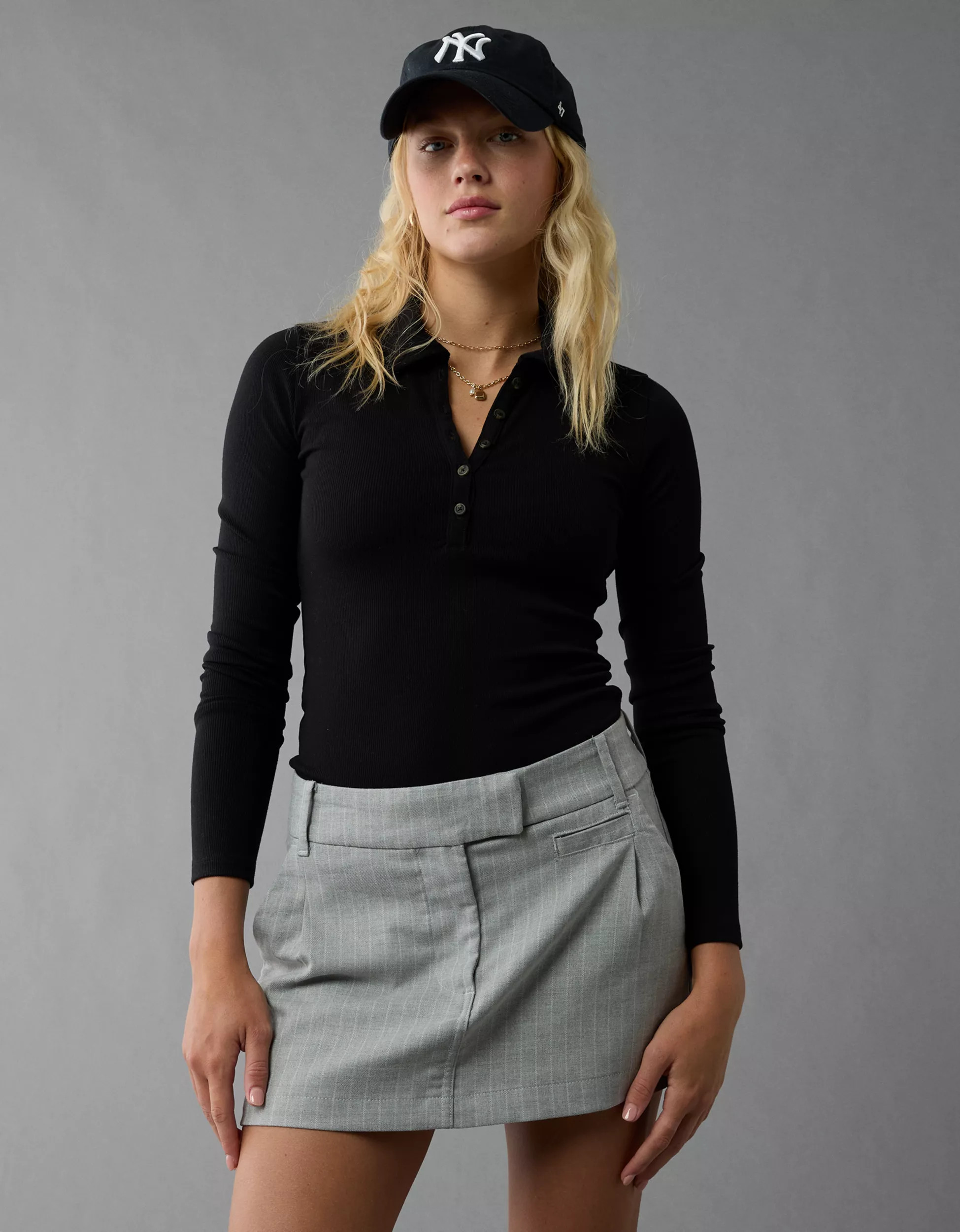 AE Low-Rise Pinstripe Mini Skort | American Eagle Outfitters (US & CA)