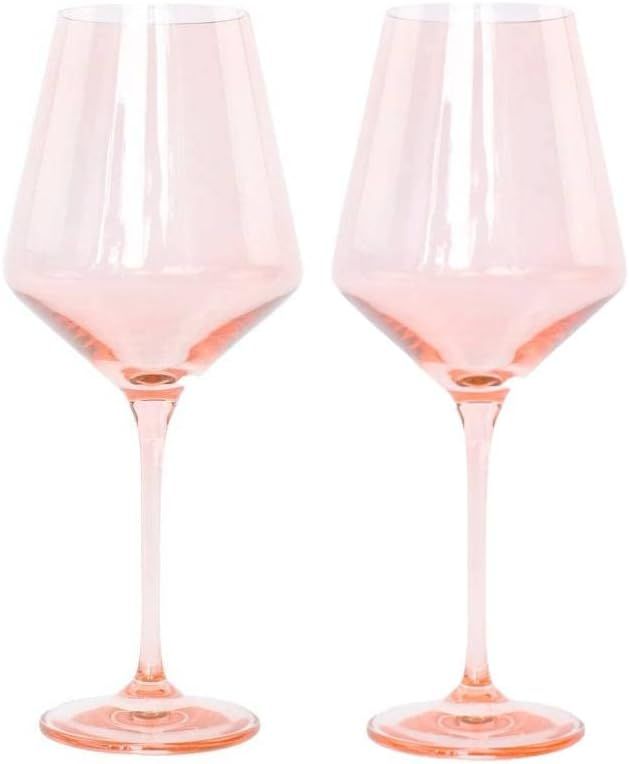 Colored Wine Glasses, Pink, Set of 2, Stemware | Amazon (US)