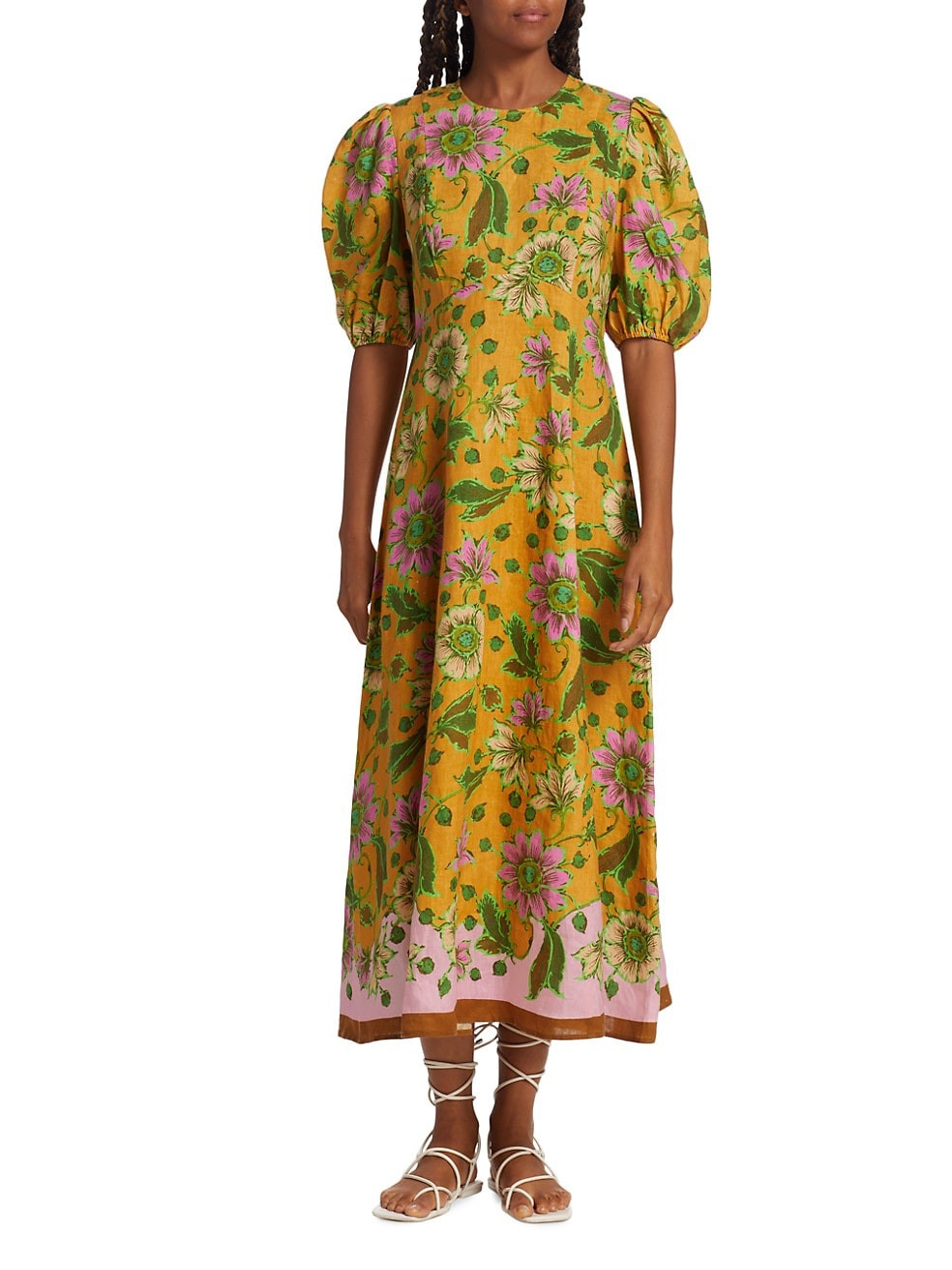 Winnie Floral Linen Midi Dress | Saks Fifth Avenue