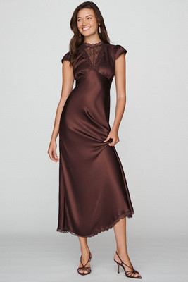 Everly Satin Lace Maxi Dress | Anthropologie (US)