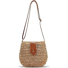 Small Straw Crossbody Bag for Women Boho Handmade Woven Summer Beach Bag Handbags Shoulder Purse ... | Amazon (US)
