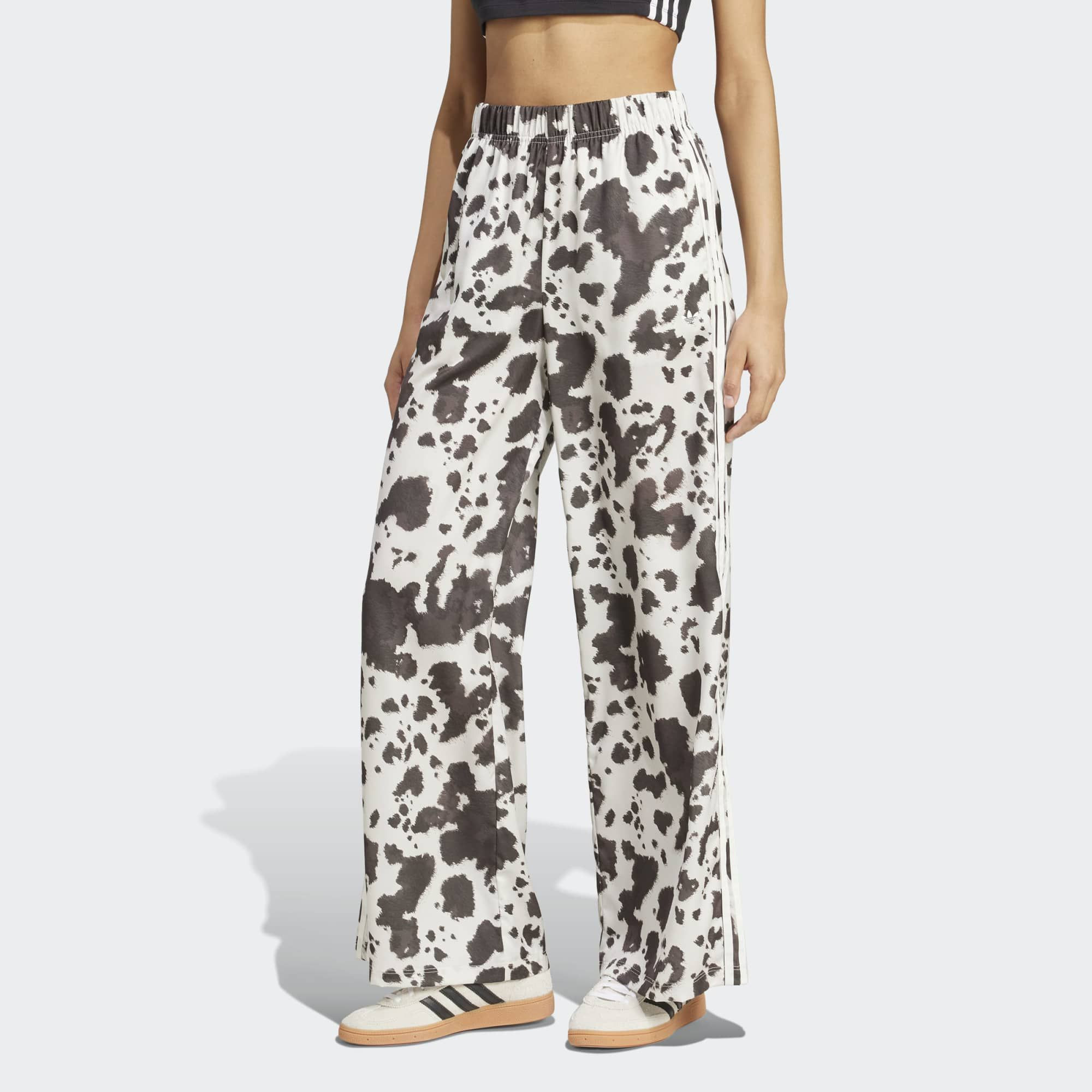 adidas Originals Women's Cow Print Satin Wide Leg Pants, XS, Cow Print/Off White | Great Mother's Day Gift | DICK'S Sporting Goods