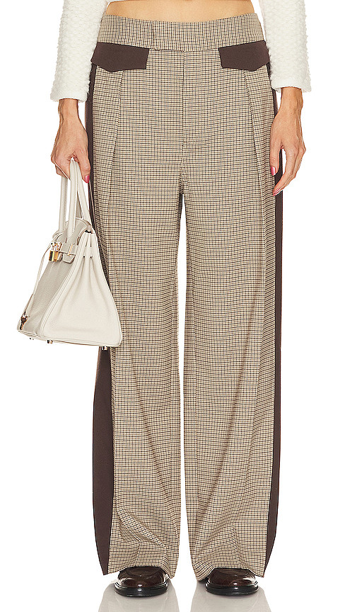 Colorblock Plaid Suit Trouser in Cafe Plaid & Java | Revolve Clothing (Global)