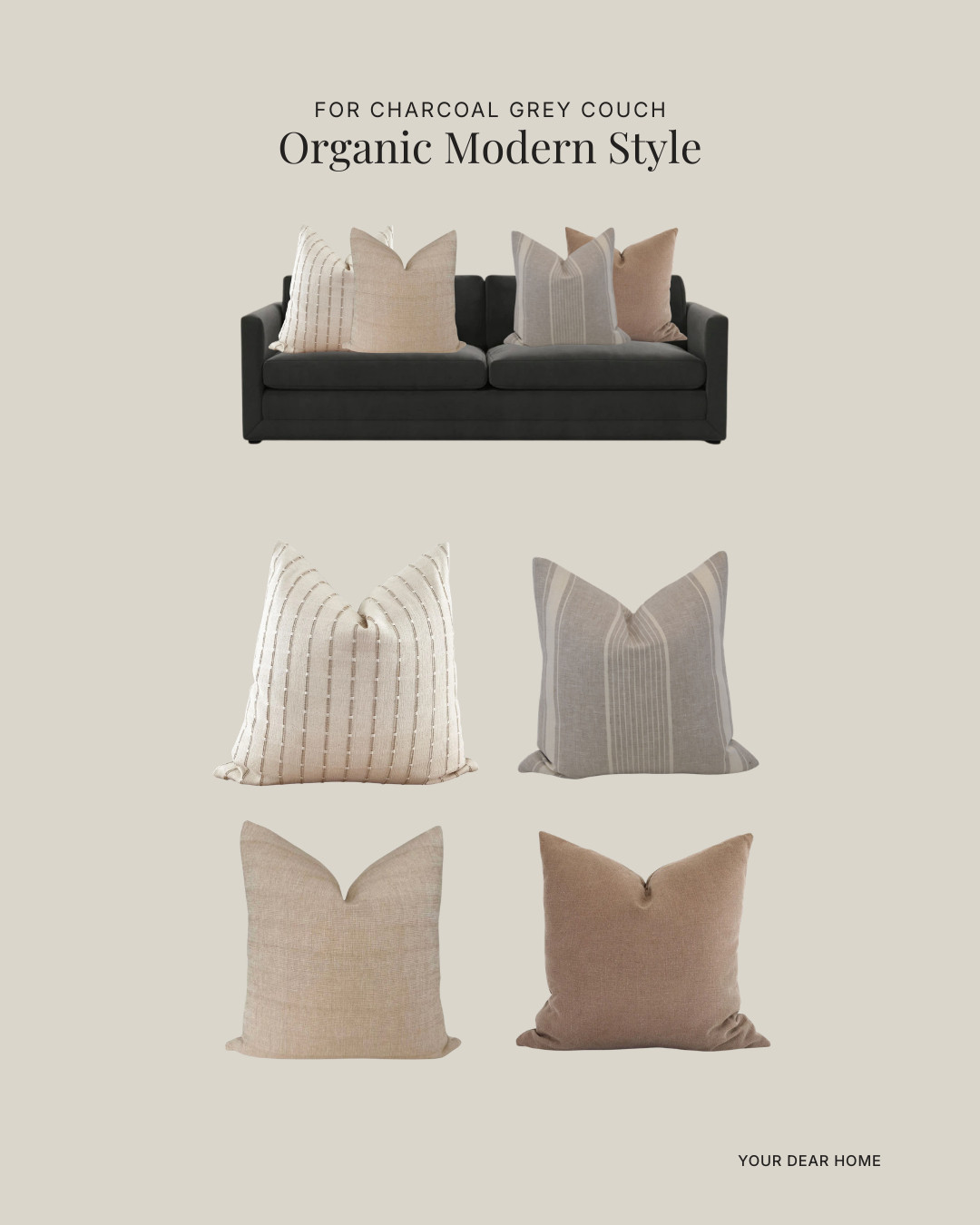 This combo feels a bit more refined.

Warm ivory with stitched detailing, muted greige stripe, and a soft caramel solid to ground it. 

 #LTKHome