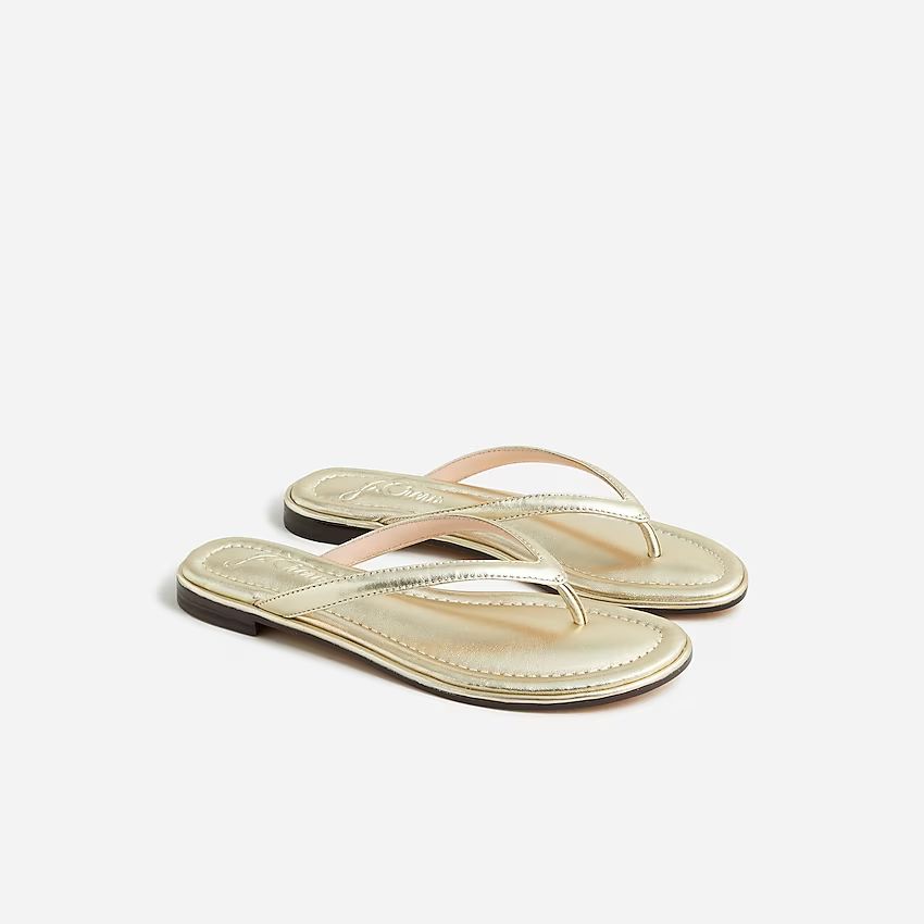 Menorca padded thong sandals in metallic leather | J.Crew US