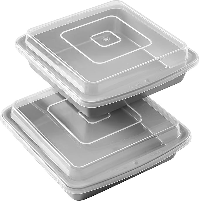 Wilton Recipe Right Non-Stick 9-Inch Square Baking Pan with Lid, Set of 2 | Amazon (US)
