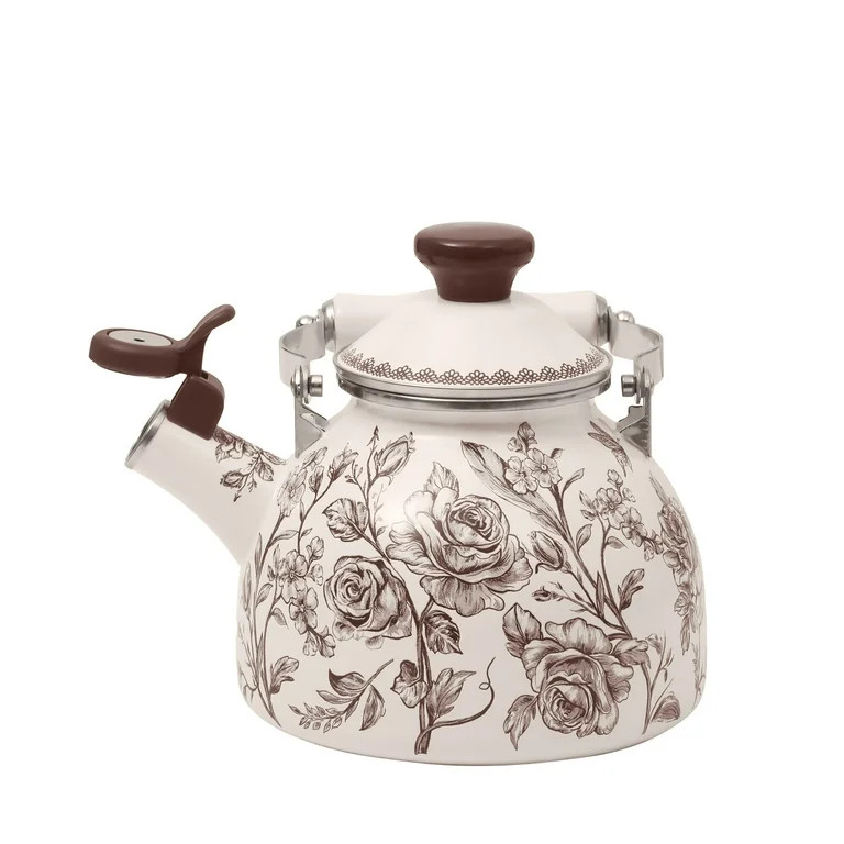 The Pioneer Woman Agatha 1.8-Quart Enamel on Steel Tea Kettle, Brown - Walmart.com | Walmart (US)