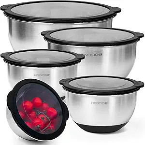Priority Chef Mixing Bowls with Clear Airtight Lids, Premium Mixing Bowls with Lids Set, Stainles... | Amazon (US)