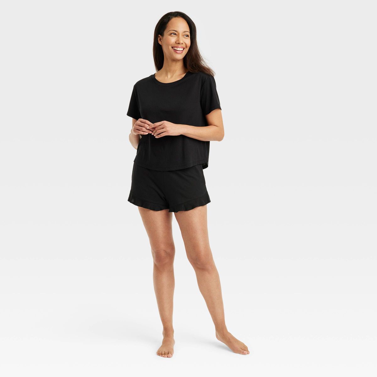 Women's T-Shirt and Shorts Pajama Set - Stars Above™ Black XS | Target