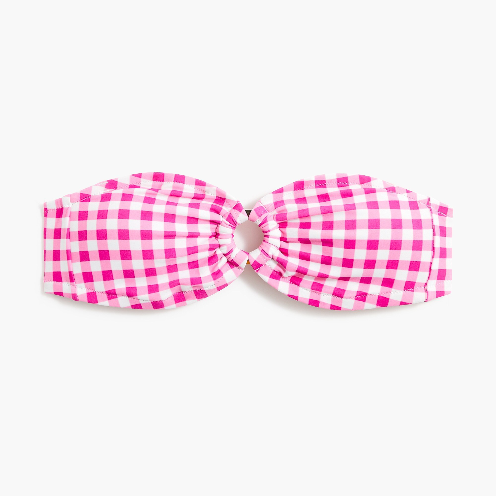 Gingham tortoise-ring bandeau bikini top | J.Crew Factory