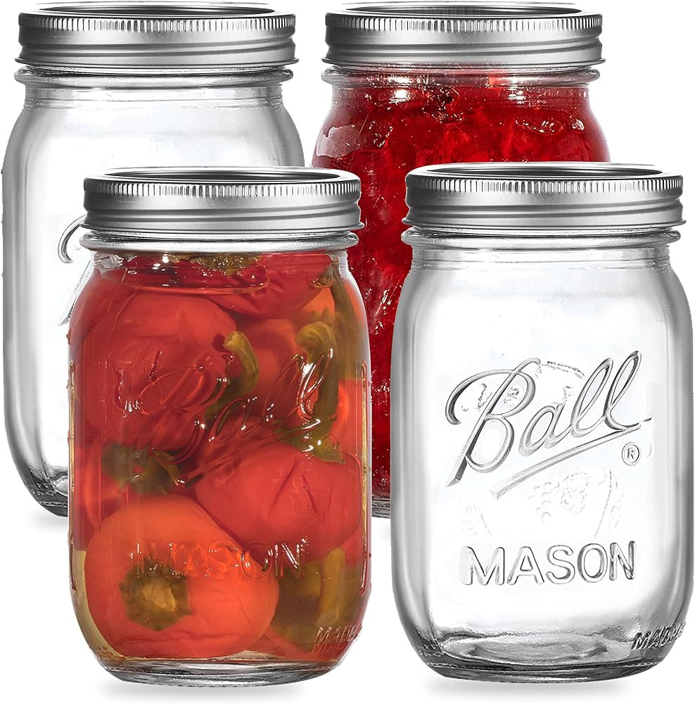 Regular Mouth Mason Jars 16 oz. (12 Pack) - Pint Size Jars with Airtight Lids and Bands for Canni... | Amazon (US)