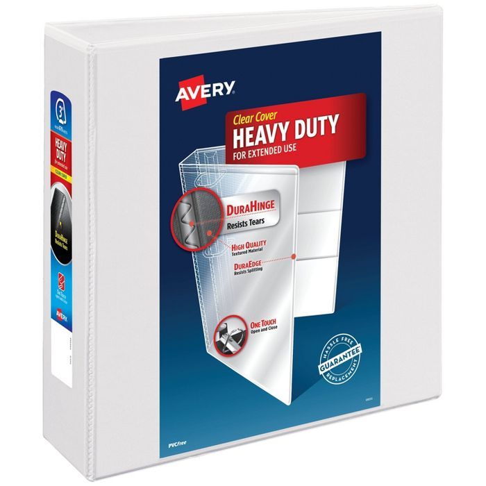 Avery 3" One Touch Slant Rings 600 Sheet Capacity Heavy-Duty View Binder - White | Target