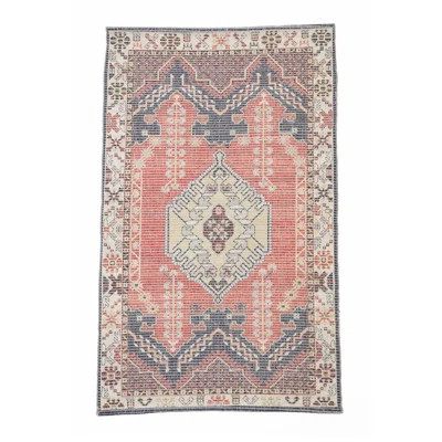 Hively Oriental Flatweave Cotton Blue/Orange Area Rug Bloomsbury Market | Wayfair North America
