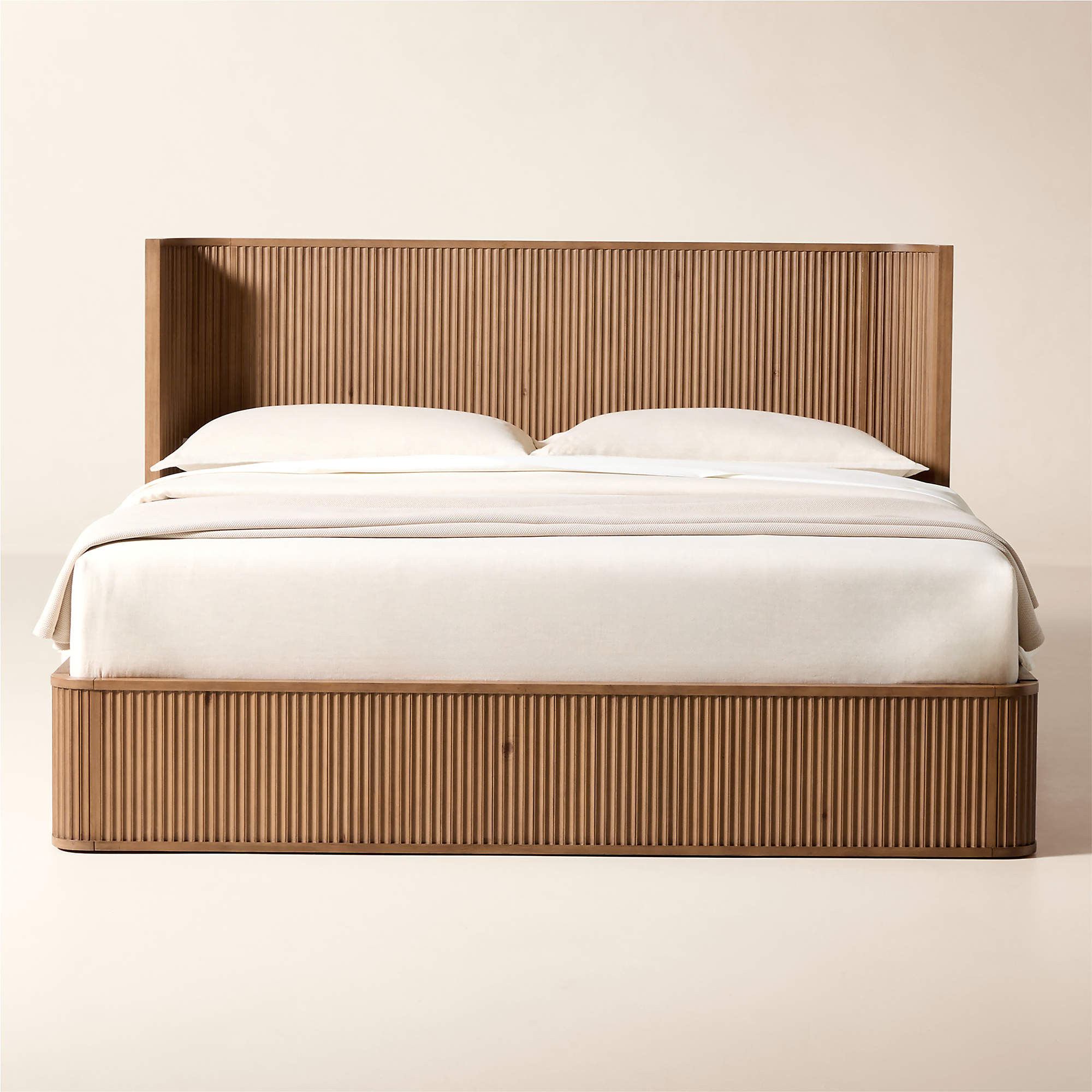 Davison Fluted Wood King Bed + Reviews | CB2 | CB2
