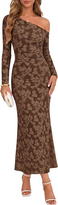 ZESICA Women's Fall Floral Off Shoulder Wedding Guest Dresses | Amazon (US)