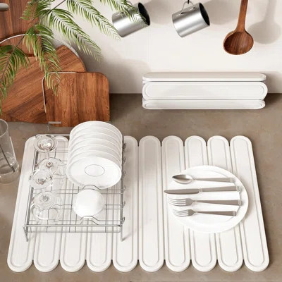 Stone Dish Drying Mat For Kitchen Counter, Quick Dry Stone Mat Kitchen For Dishes Bottles Cups, Large Foldable Diatomaceous Earth Dish Drying Mats Mat | Wayfair North America