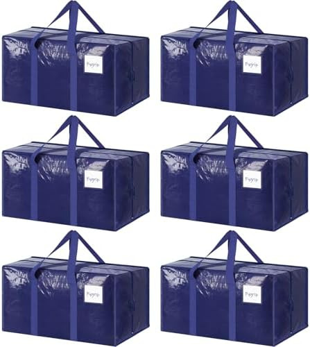 6 Pack Extra Heavy Duty Large Moving Bags with Strong Zipper & Comfortable Handles, Sturdy & Dura... | Amazon (US)