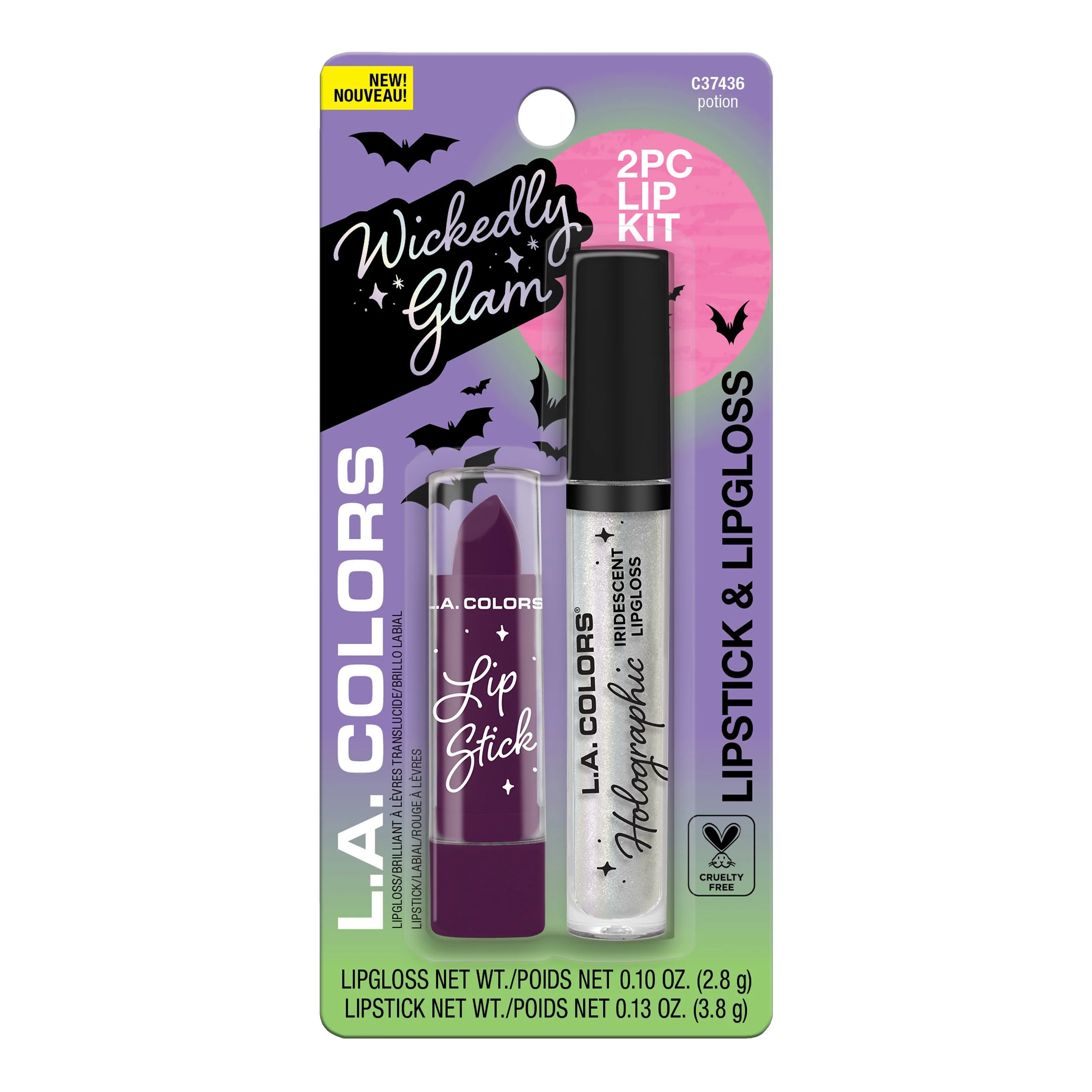 L.A. COLORS Wickedly Glam, Lipstick & Sheer Lip Gloss, Luminizing long lashing, Purple, Potion, 2... | Walmart (US)