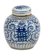 6x6.5 Porcelain Mini Double Happiness Jar With Lid | TJ Maxx