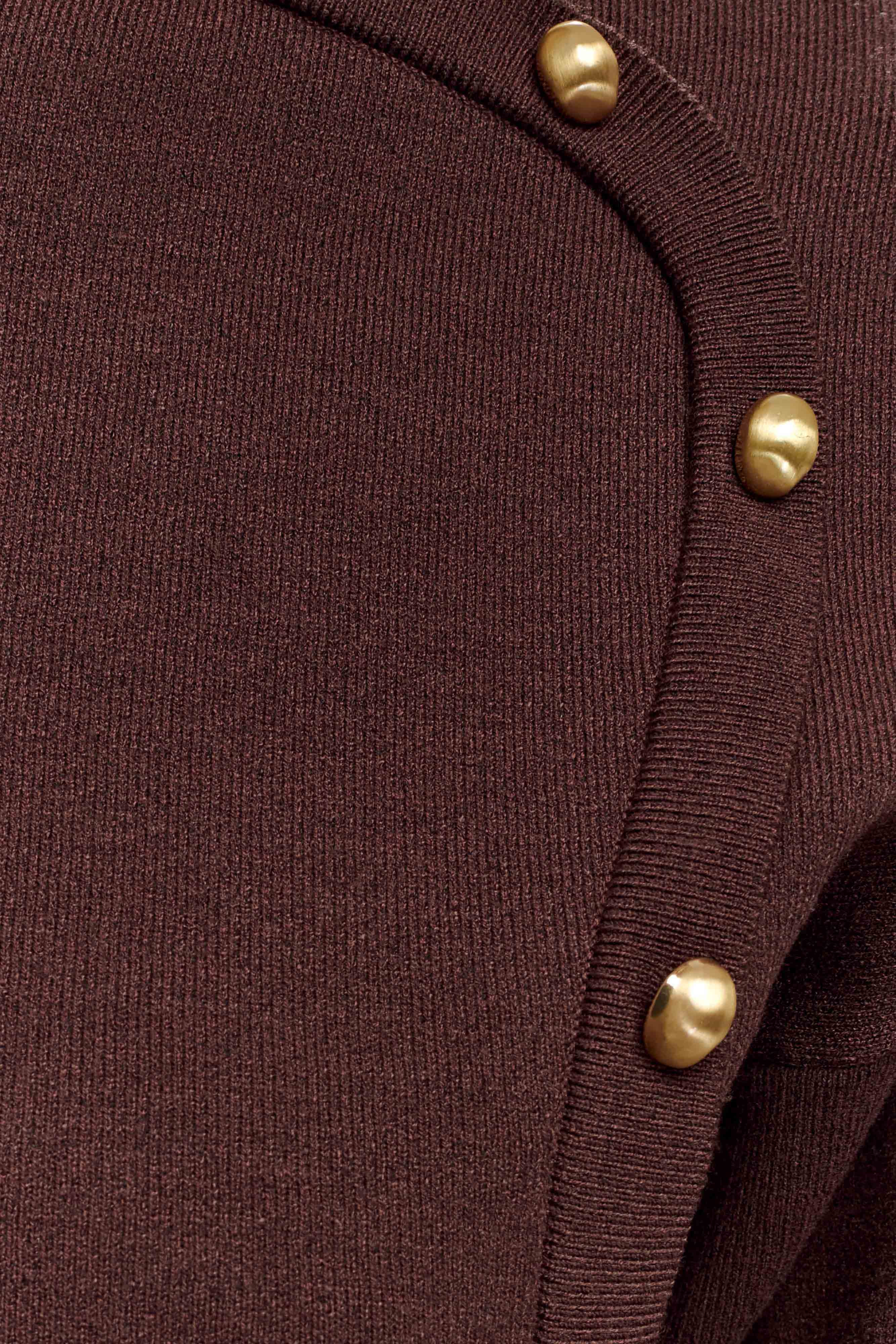 Mertyle Aysmetrical Knit Jumper - Deep Chocolate | MESHKI US