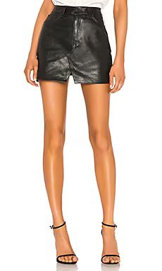 GRLFRND Zamira A-Frame Gusset Leather Skirt in Midnight Hour from Revolve.com | Revolve Clothing (Global)