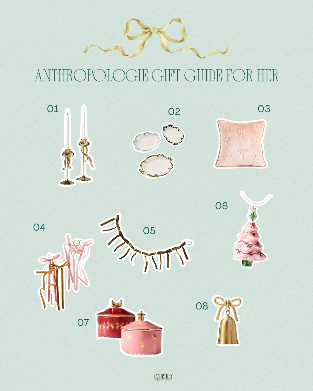 This curated Anthropologie gift guide for her features elegant finds she’ll adore, from candleholders and velvet pillows to dainty jewelry and home decor. Each piece captures timeless holiday charm with Anthropologie’s signature design. Perfect for thoughtful Christmas gifts, stocking stuffers, or home accents with a touch of luxury.

#LTKHoliday #LTKHome #LTKGiftGuide