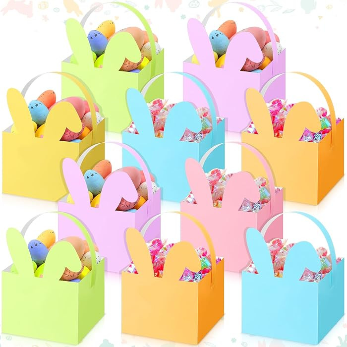 Kolldenn 72 Pcs Small Easter Basket Bulk Mini Bunny Candy Boxes with Handle, Easter Gift Basket C... | Amazon (US)