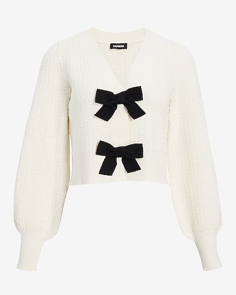 V-Neck Bow Cardigan | Express