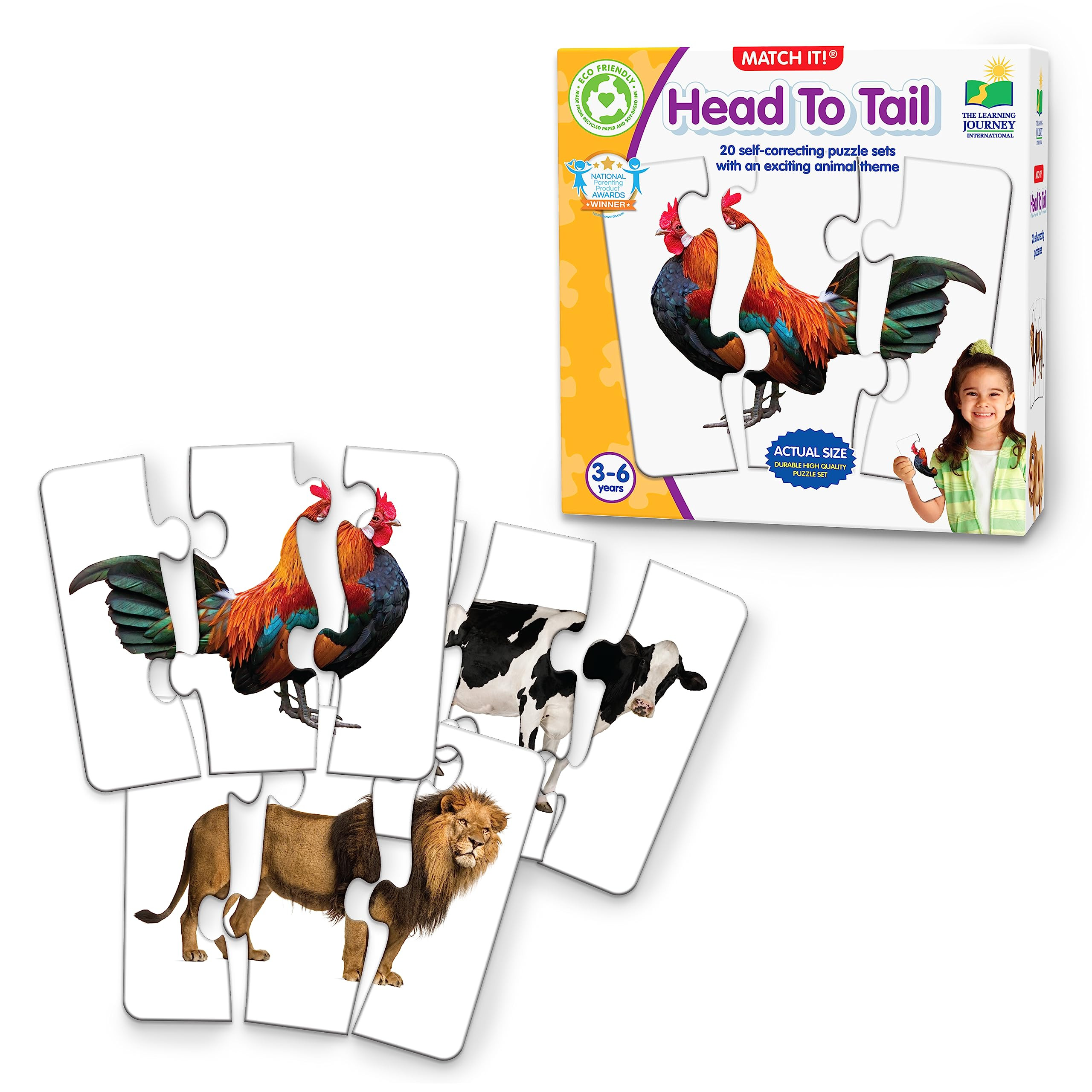 The Learning Journey: Match It! Head to Tail - 20 Self-Correcting Animal-Themed Puzzle Sets - Mat... | Amazon (US)