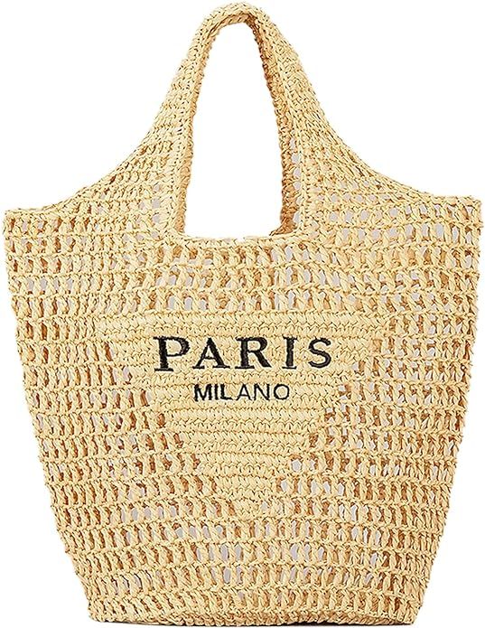 QZUnique Women Straw Woven Bag Summer Shoulder Bag Beach Purse Hobo Vacation Straw Clutch Handbag | Amazon (US)