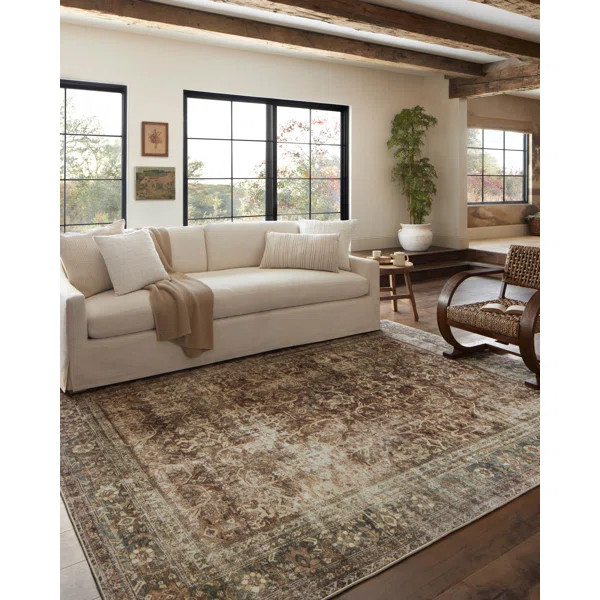 Magnolia Home By Joanna Gaines X Loloi Sinclair Machine Washable Rust / Lagoon Area Rug | Wayfair North America