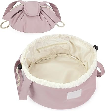 Barrel Drawstring Makeup Bag Large Cosmetic Bag Make up Bags Toiletry Organizer for Women (Dusty ... | Amazon (US)