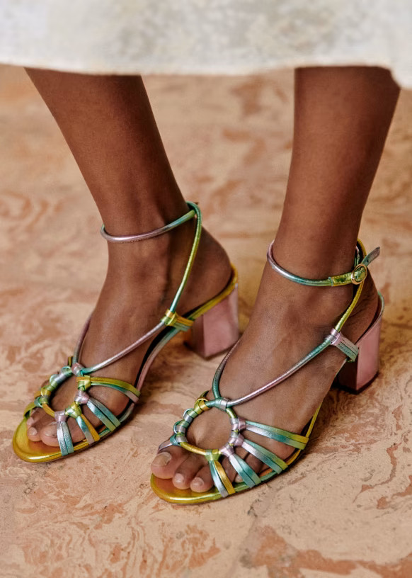 Gloria Sandals - Solidarity Creation - Shimmering Multicolour - Cuir lisse ovin métallisé - Sé... | Sezane Paris