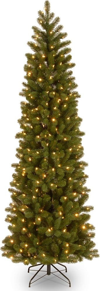 National Tree Company Pre-Lit 'Feel Real' Artificial Slim Downswept Christmas Tree, Green, Dougla... | Amazon (US)