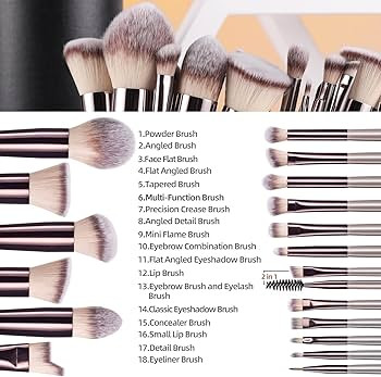 BS-MALL Makeup Brush Set 18 Pcs Premium Synthetic Foundation Powder Concealers Eye shadows Blush ... | Amazon (US)