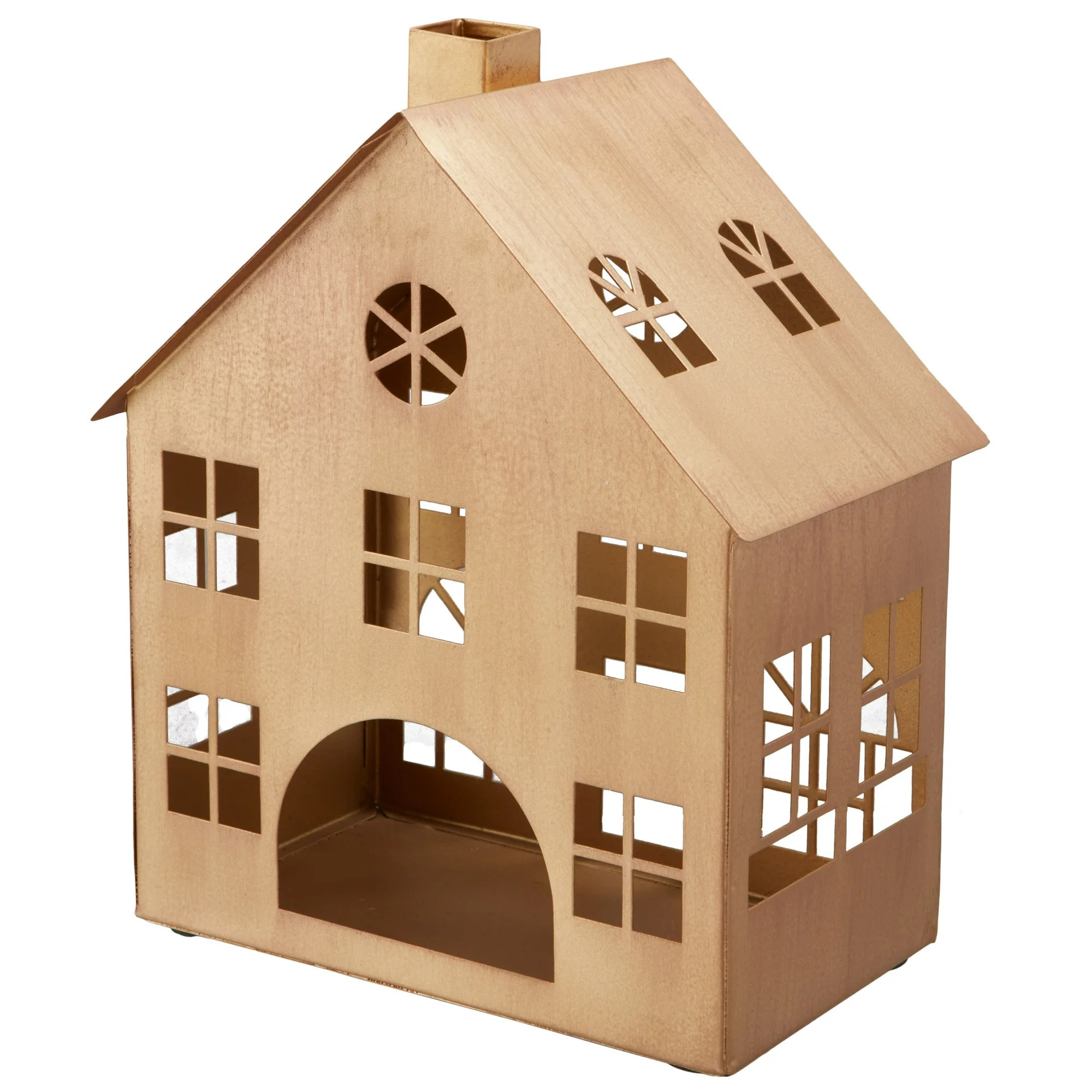 Large Metal Decorative House Christmas Tabletop Decoration, Bronze, 8.5", by My Texas House | Walmart (US)