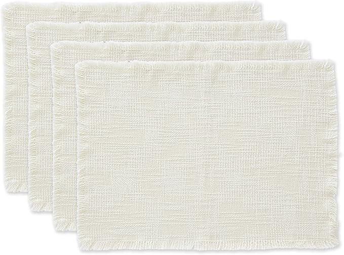 DII Linen Tabletop Collection Machine Washable, Placemat Set, 14.5x20.5, Cream, 4 Piece | Amazon (US)