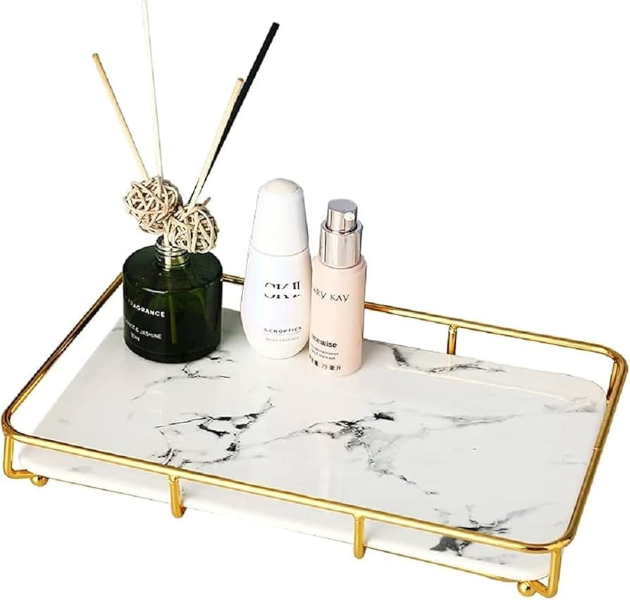 Vanity Tray Makeup Organizer Cosmetics Storage Bathroom Skincare Organizer Countertop Display Rac... | Amazon (US)