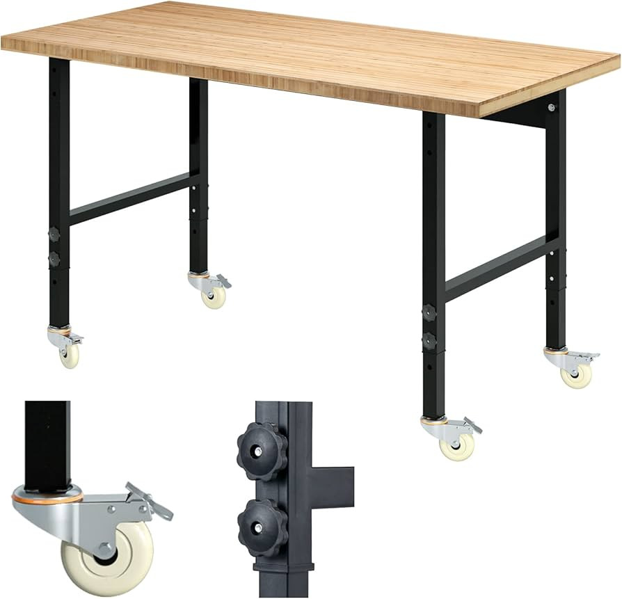 47.2'' Height Adjustable Workbench Heavy Duty Work Bench with 2700LBS Capacity Workbench for Gara... | Amazon (US)