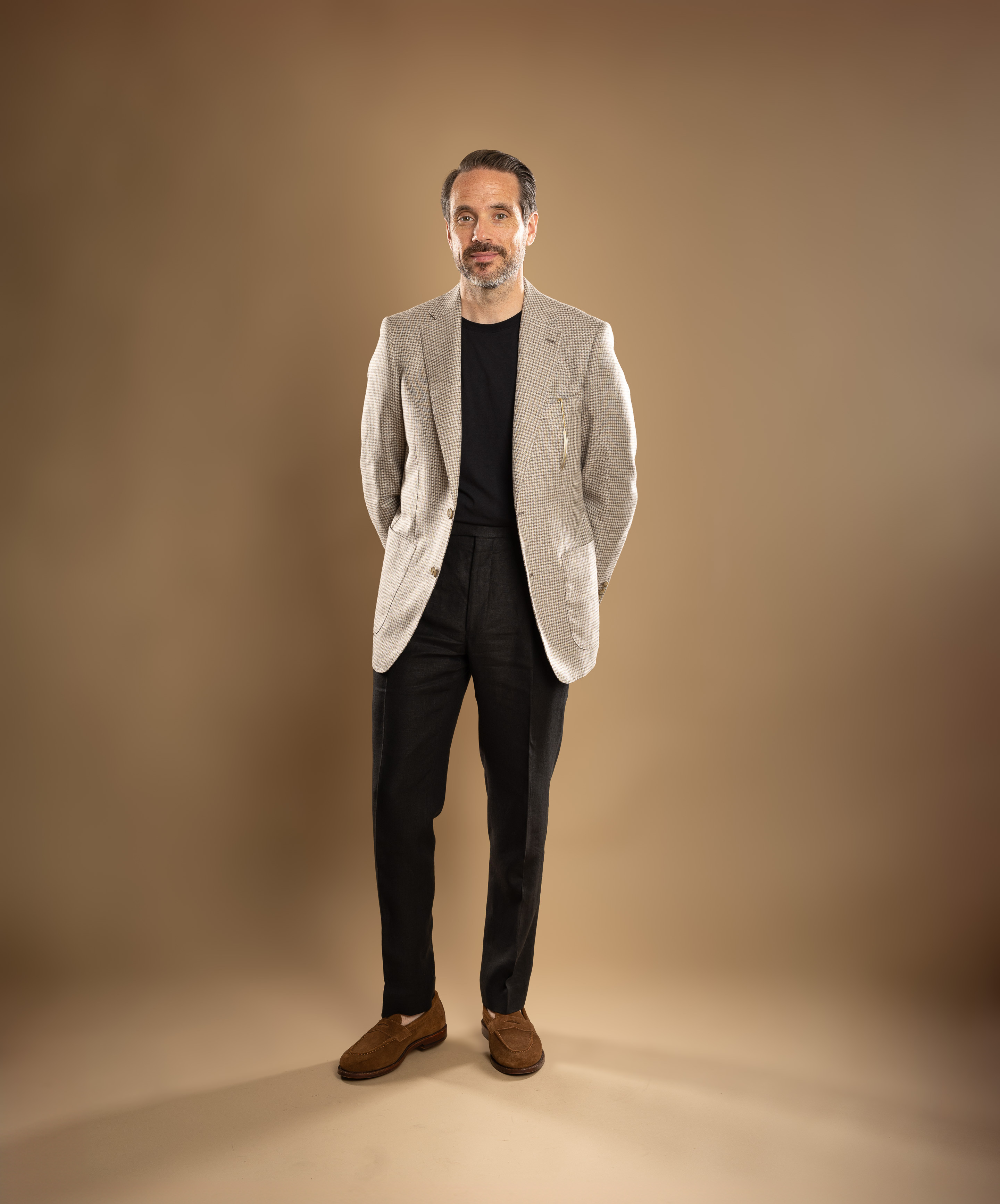 All-black monochromatic foundation, classed up with a houndstooth sport coat and suede loafers.

#LTKMens #LTKStyleTip #LTKSeasonal